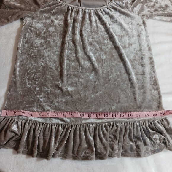 Beachllunchlounge, Crushed Velvet Peasant Top, X-S, Bell Sleeve, Ruffled, Boho - Picture 9 of 11